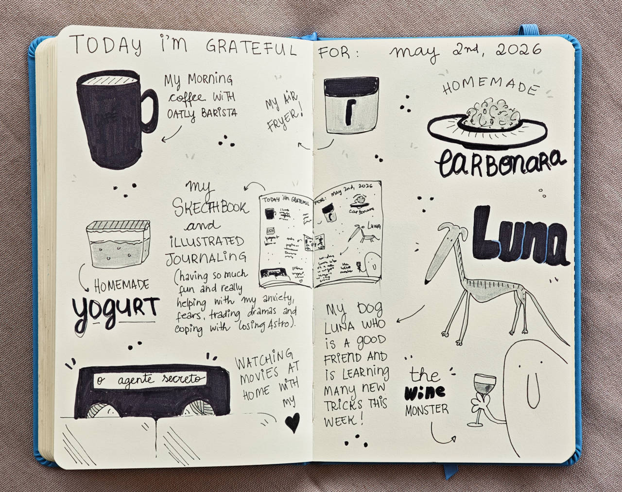 illustrated journal gratitude page